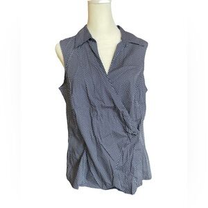 Talbots polka dot crossover blouse 14P